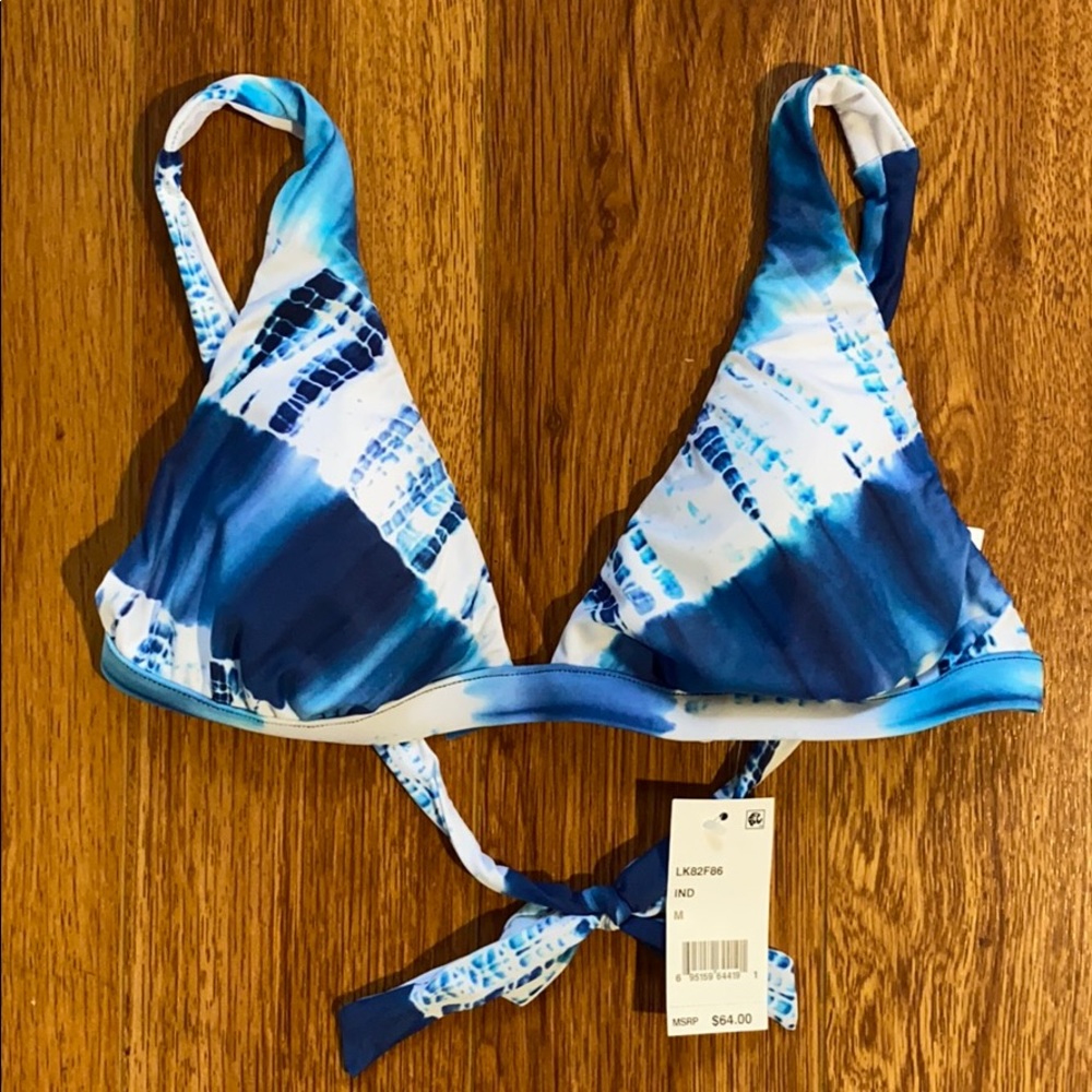 lucky brand costa azul indigo blue bikini top med